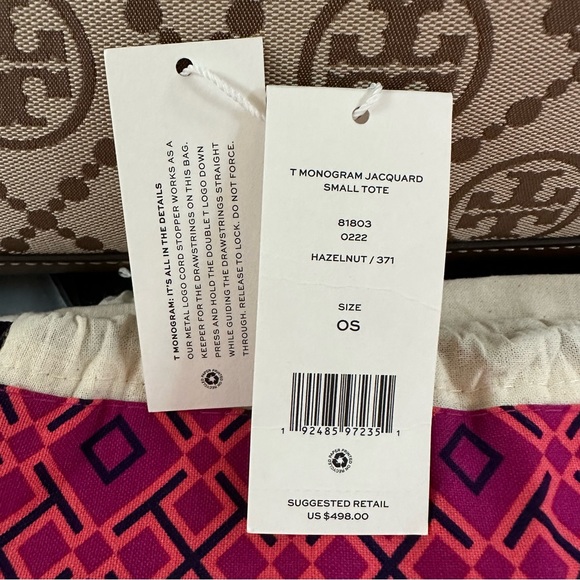 Tory Burch T Monogram Jacquard Small Tote - Hazelnut - Picture 12 of 13